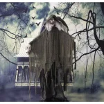 Haunted Hill Farm 6 ft. Animatronic Talking Witch Halloween Prop with Shrunken Skull thumbnail 5
