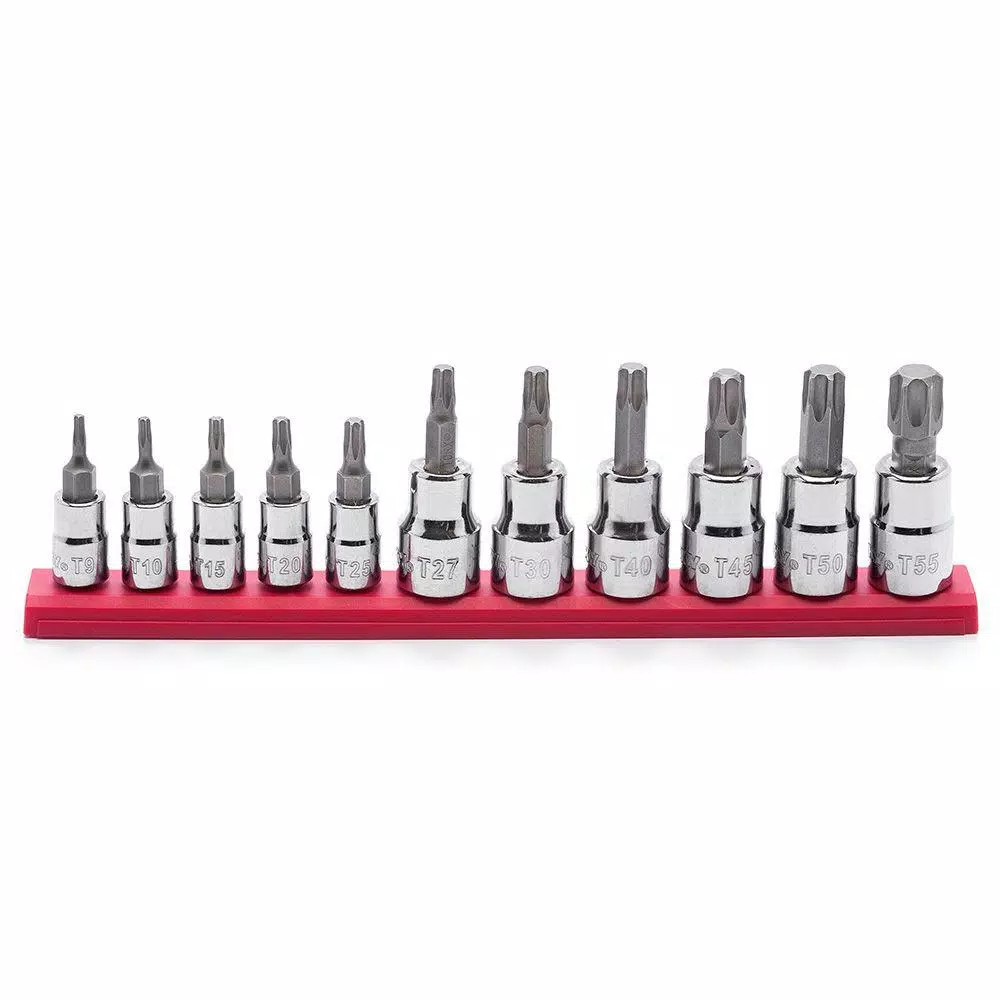 Husky 11-Piece Torx Bit Socket Set, 1/4 in. and 3/8 in. Drive