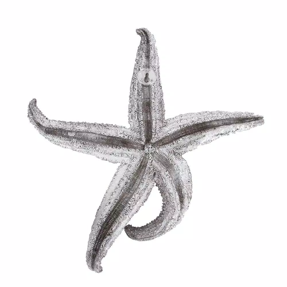 Unbranded Medium Starfish Wall Sculpture - Coastal Silver Pewter Resin Decor