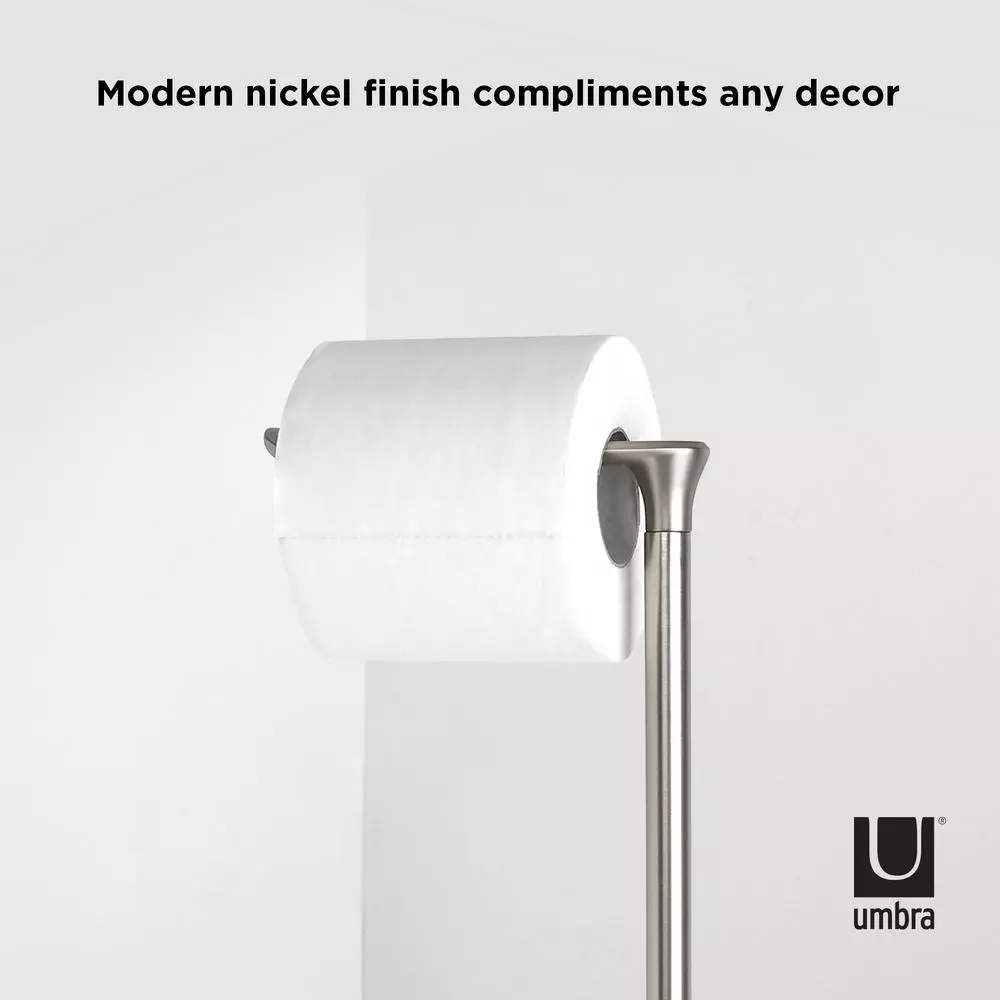Umbra Pinnacle Freestanding Toilet Paper Holder, Brushed Nickel