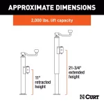 CURT Pipe-Mount Swivel Trailer Jack with Top Handle, 2,000 lbs. Capacity, 10 in. Travel thumbnail 5