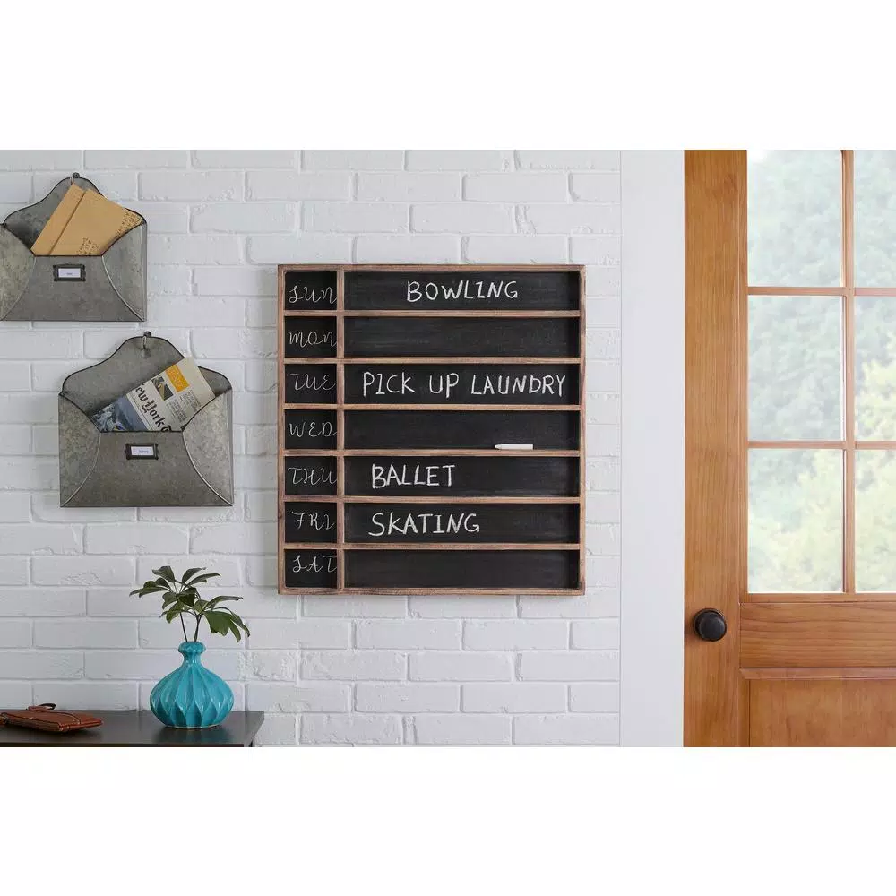 StyleWell 25.2 in. Wood 7-Day Weekly Planner Chalkboard with Grid