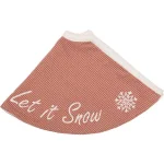VHC Brands 21 in. Let It Snow Apple Red & Almond Farmhouse Christmas Mini Tree Skirt thumbnail 3