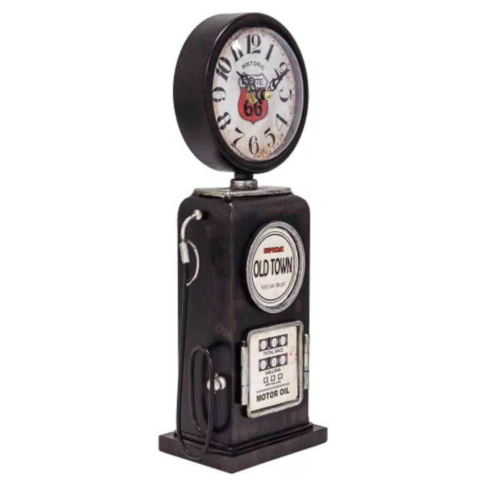 Yosemite Home Decor Old Town Black Gas Pump Table Top Analog Clock