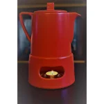 Bredemeijer Lund Red Ceramic Teapot with Tea Warmer and Stainless Steel Filter, 34 fl. oz. thumbnail 2