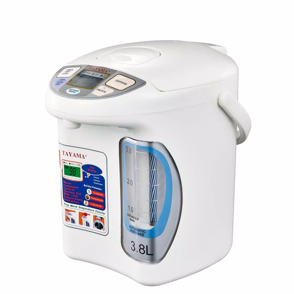 Tayama AX-380 16 Cup Electric Thermo Dispenser & Hot Water Boiler, 3.8L, White