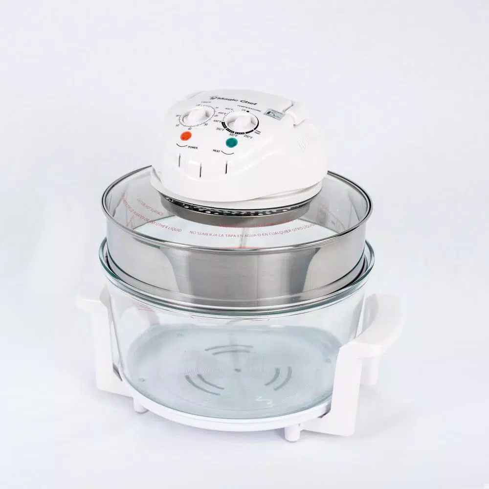 Magic Chef 1300W White Glass Bowl Convection Countertop Oven with Built-In Timer