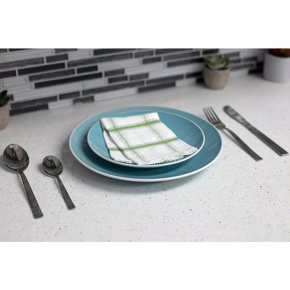 Unbranded Stripes 16-Piece 18/0 Stainless Steel Flatware Set, Silver Modern Silverware