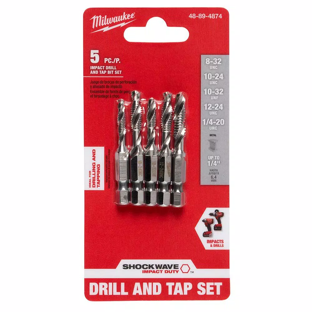 Milwaukee SHOCKWAVE 5-Piece SAE Steel Impact Drill Tap Set