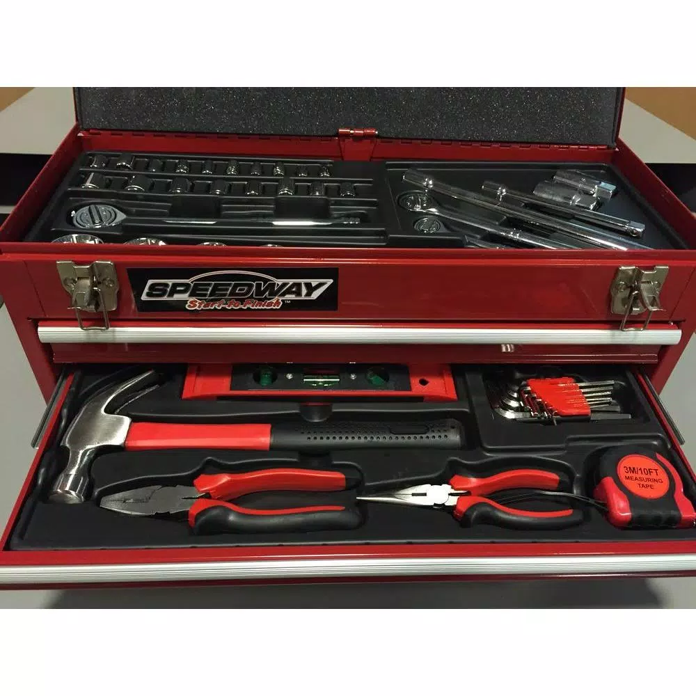SPEEDWAY 24 in. 3-Drawer Steel Tool Chest with 118-Piece Bonus Tool Set