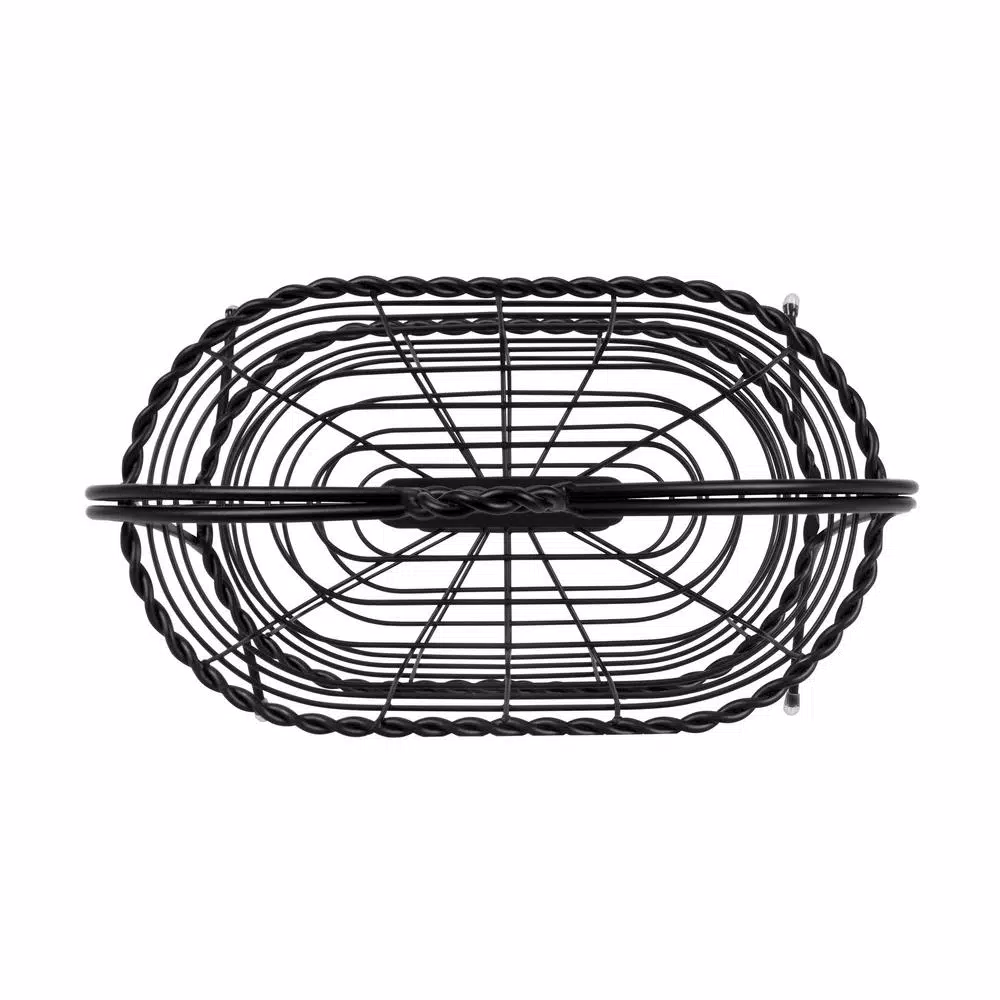 Spectrum Everly 2-Tier Oval Steel Fruit Basket & Serving Stand, Black