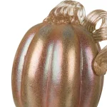 Glitzhome Blue and Gold Glittery Glass Pumpkin Decor, 5.91 in. H thumbnail 6