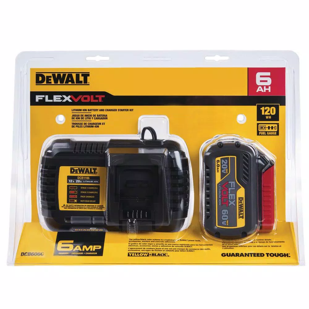 DEWALT FLEXVOLT 6.0 Ah 20V/60V MAX Lithium-Ion Battery and 6 Amp Charger Kit