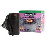 Ultrasac 33 Gallon Black Large Drawstring Trash Bags, Heavy Duty, 86-Count thumbnail 1