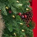 Home Accents Holiday 30 in. Winslow Fir Pre-lit Artificial Christmas Wreath with 50 Warm White LED Lights and Timer thumbnail 5
