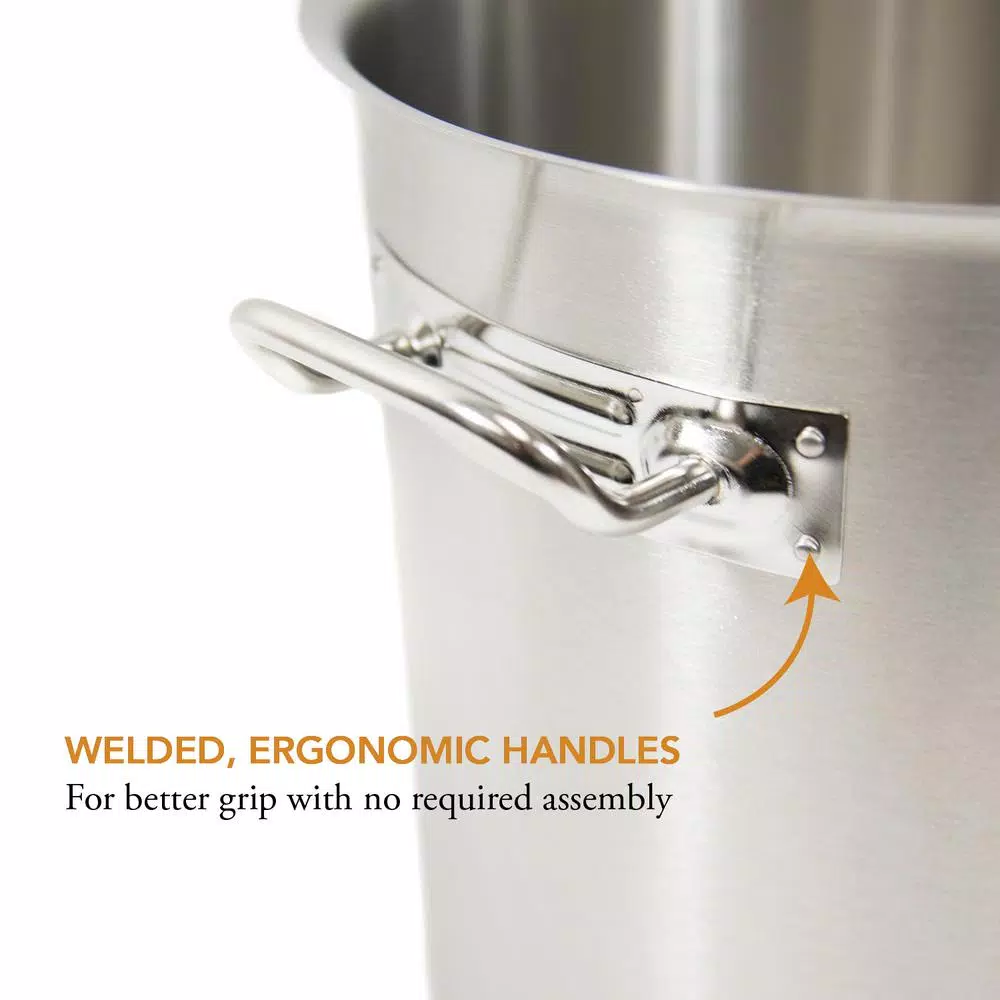 Gas One 32 Qt. Stainless Steel Stock Pot Set with Lid and Steamer Rack