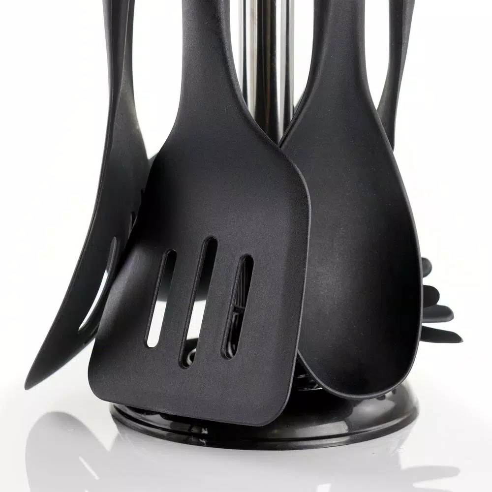 MegaChef 7-Piece Nylon Kitchen Utensil Set with Wood Design Finish