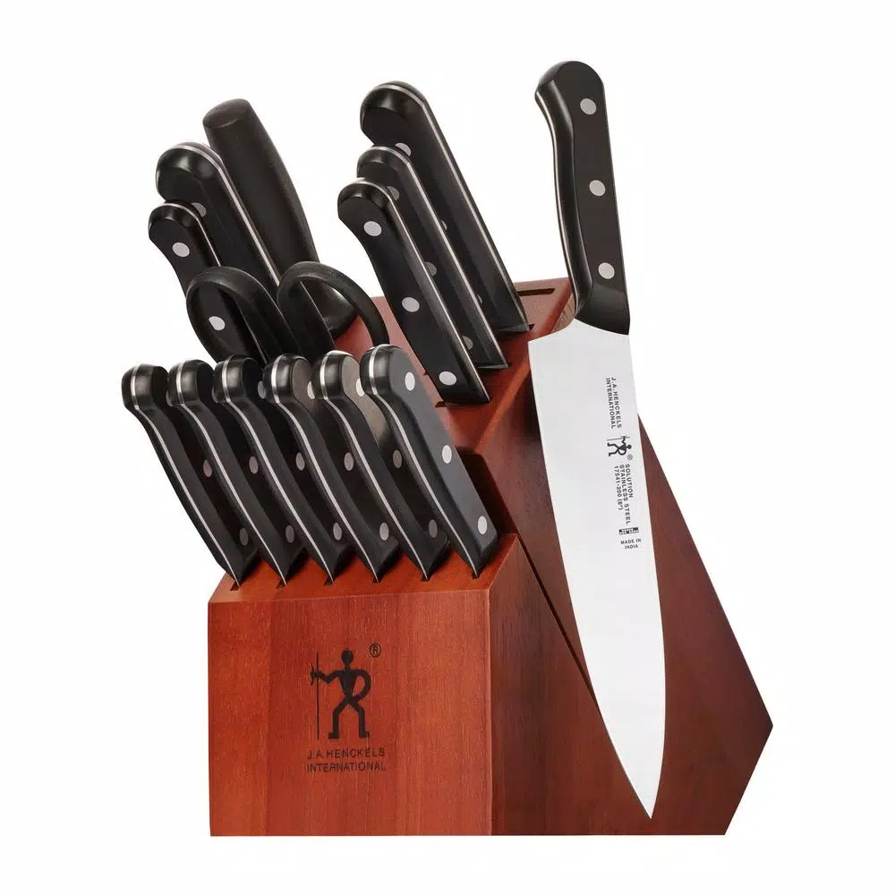 Henckels International Solution 15-Piece Knife Block Set with Hardwood Block