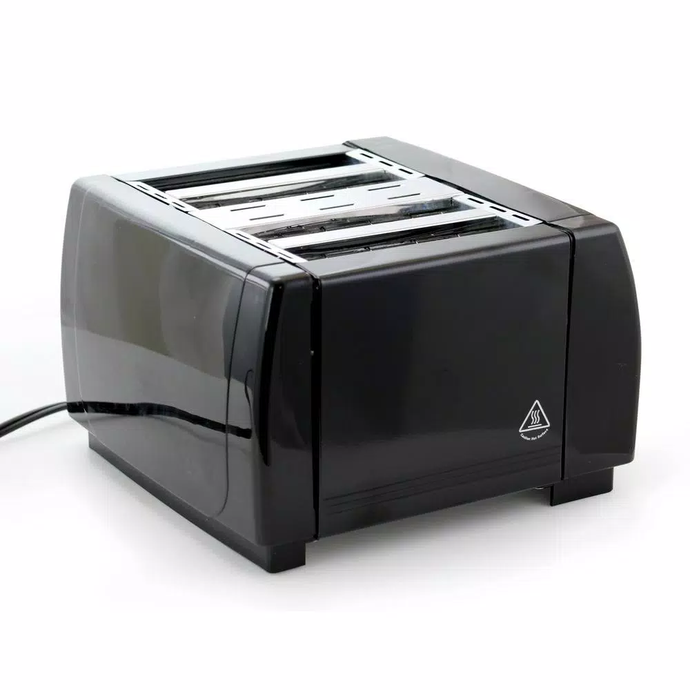 Better Chef 4-Slice Black Toaster with Dual-Control and Wide Slots