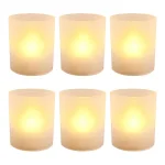 LUMABASE Flameless Votive LED Candles with Amber Frosted Plastic Holders, 6 Count thumbnail 1
