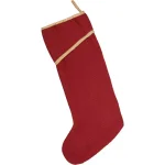 VHC Brands 20 in. Revelry Brick Red Traditional Christmas Stocking with Gold Taupe Jacquard Trim thumbnail 2