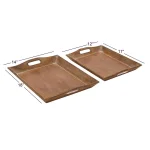 LITTON LANE Distressed Brown Decorative Wooden Trays, Set of 2, Mango Wood & MDF thumbnail 8