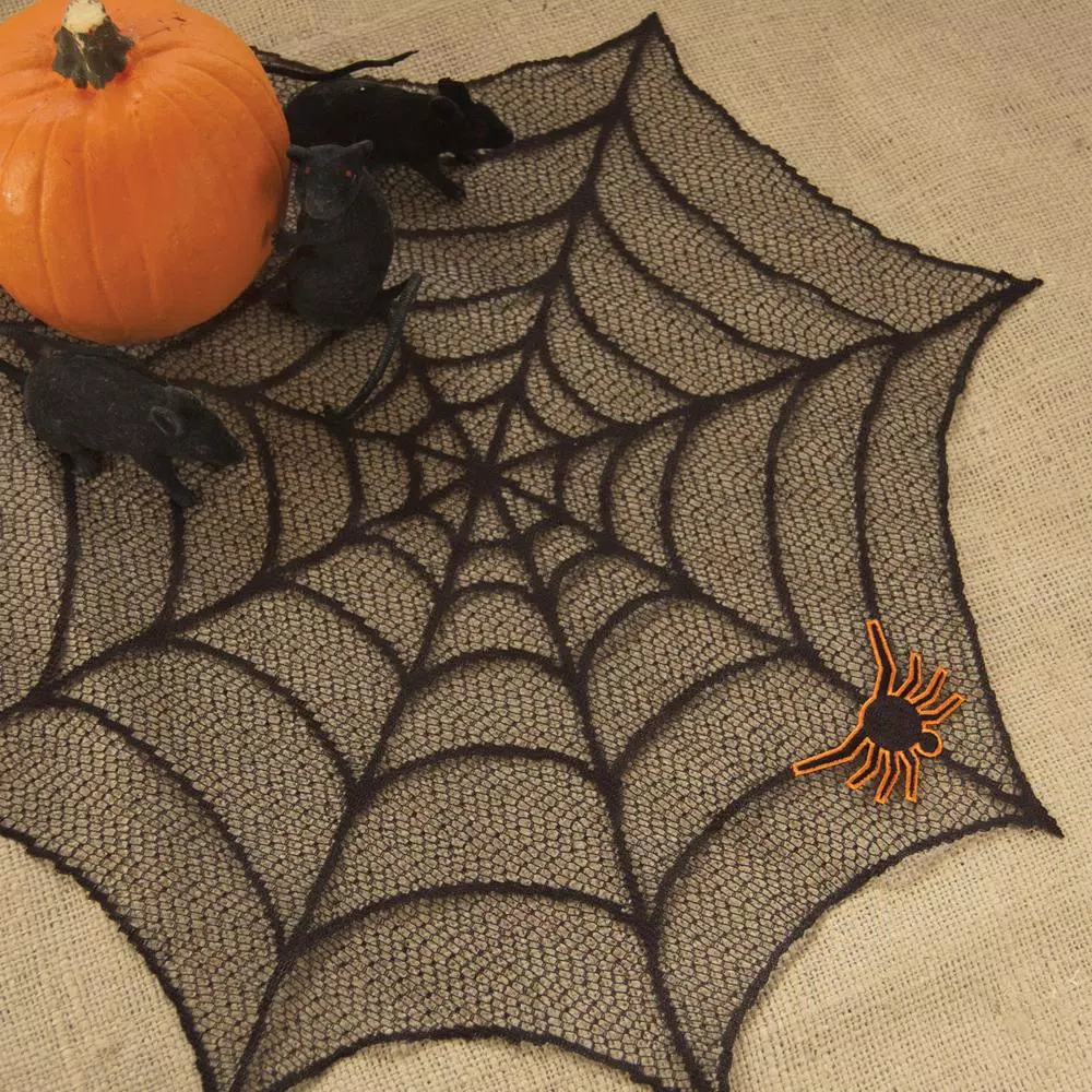 Heritage Lace Spider Web 20 in. Black Round Doily Set of 4