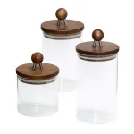 Honey-Can-Do 3-Piece Acacia Wood Top Borosilicate Glass Kitchen Canister Set thumbnail 1
