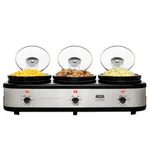 OVENTE 3-Station Slow Cooker and Buffet Server, 4.5 Qt. Silver Stainless Steel thumbnail 6
