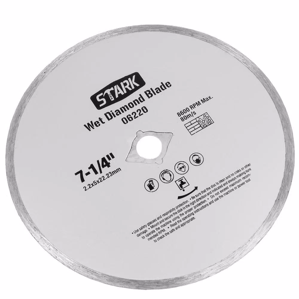 Stark 7-1/4 in. Continuous Rim Diamond Wet Saw Blade for Tile, Granite, and Marble