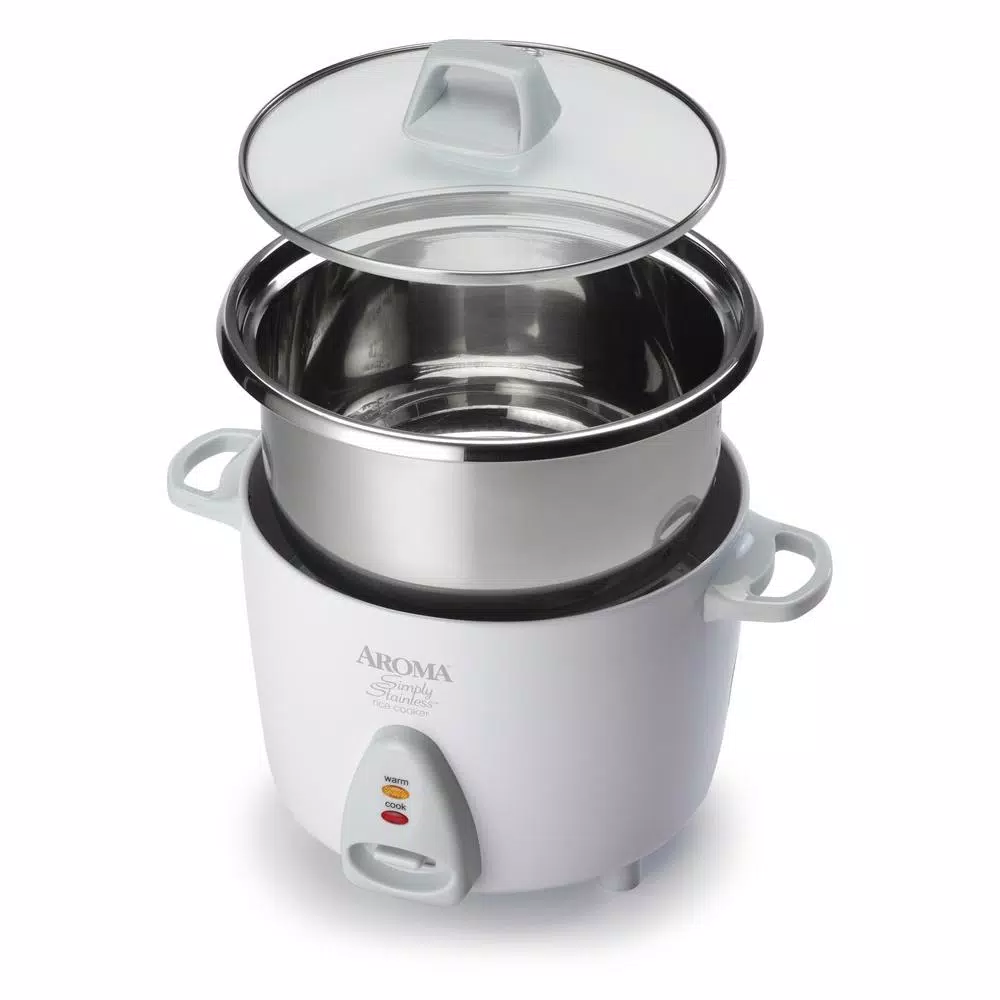 AROMA Simply Stainless 14-Cup Rice Cooker, White