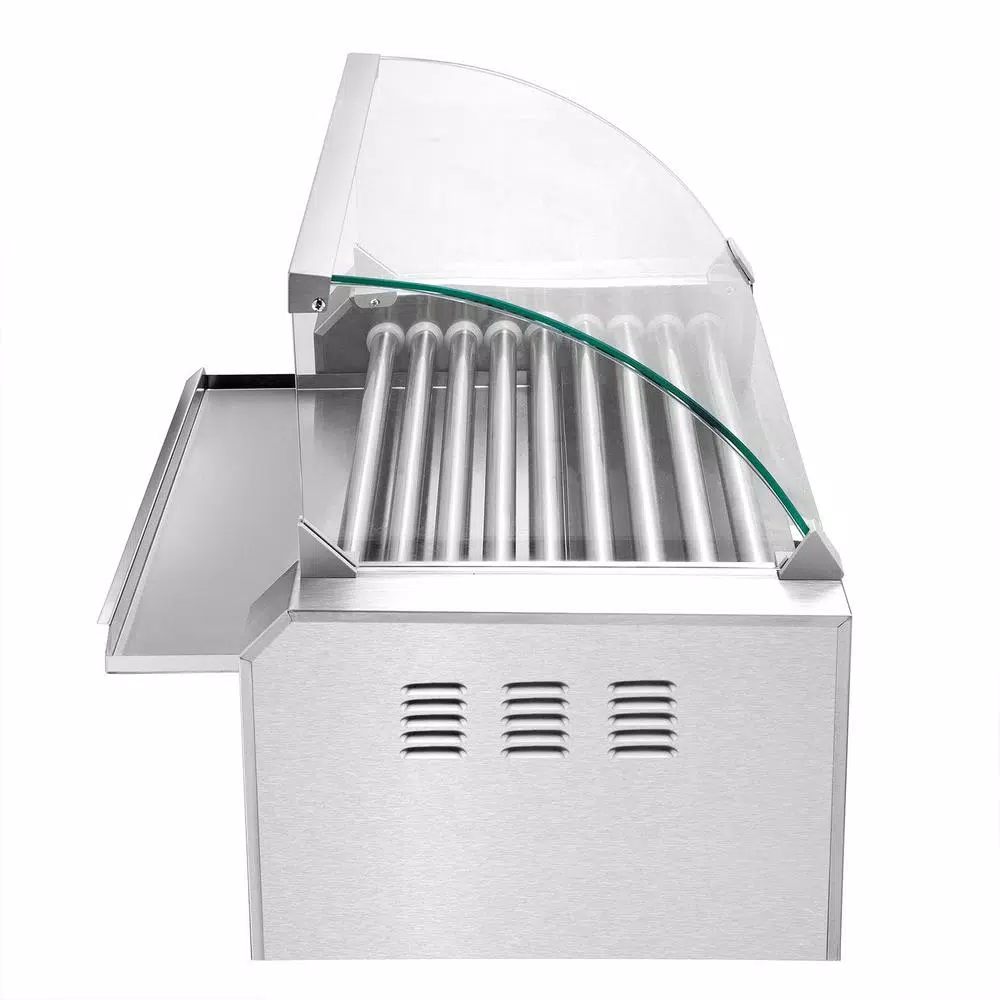 Great Northern Popcorn Commercial 9-Roller Hot Dog Grill with Bun Warmer & Stainless Steel Cover