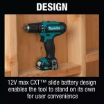 Makita 12V MAX CXT Cordless 3/8 in. Drill and Impact Driver Combo Kit with (2) 1.5Ah Batteries, Charger, and Bag thumbnail 13