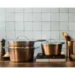 Gotham Steel 5 qt. Hammered Copper Aluminum Non-Stick Stock Pot with Glass Lid thumbnail 3