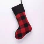 Glitzhome 19 in. Plaid Christmas Stocking with Handmade Rug Hooked Bear and Embroidery thumbnail 3