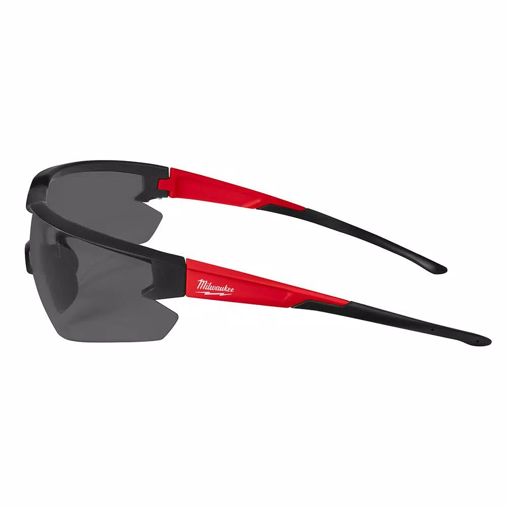 Milwaukee Safety Glasses with Tinted Lenses and Corded Red Reusable Earplugs (4-Piece Set)