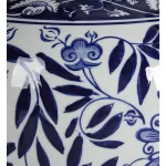 Benjara White and Blue Floral Ceramic Pot Shaped Table Vase thumbnail 5