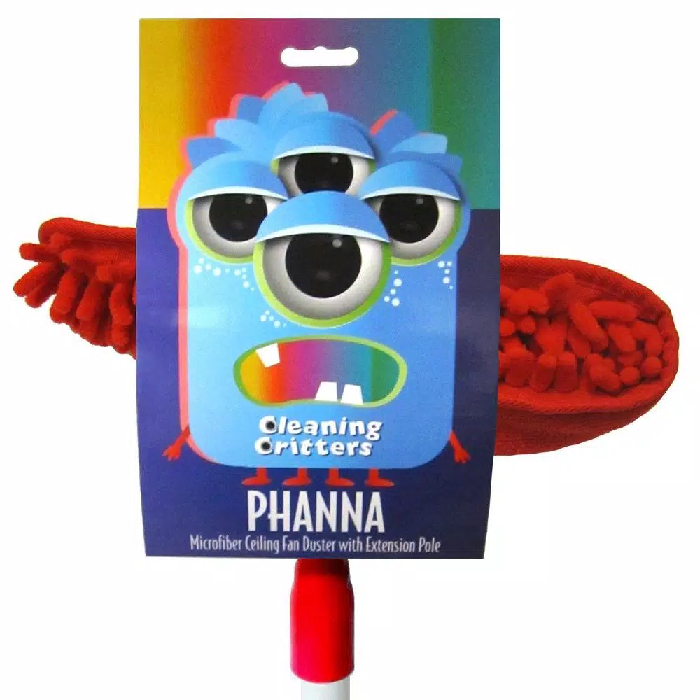 Ettore Cleaning Critters Phanna Microfiber Ceiling Fan Duster with Telescoping Extension Pole