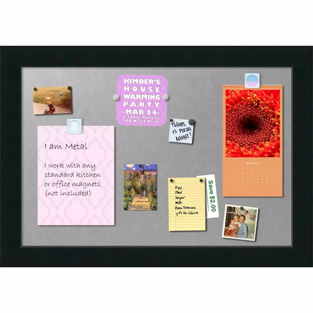 Amanti Art Corvino 41 in. W x 29 in. H Black Wood Framed Magnetic Memo Board
