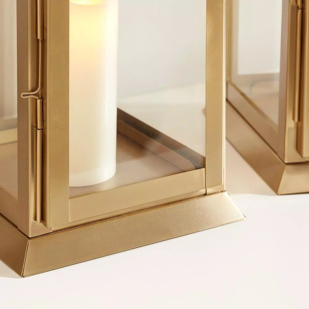 Home Decorators Collection Gold Stainless Steel Candle Lanterns, Set of 2