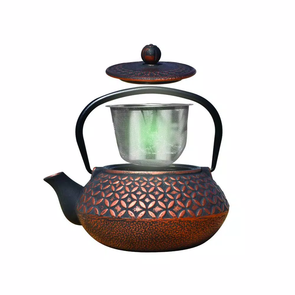 Old Dutch Amai Cast Iron Tetsubin Teapot - Black and Copper - 3 Cup / 23 oz