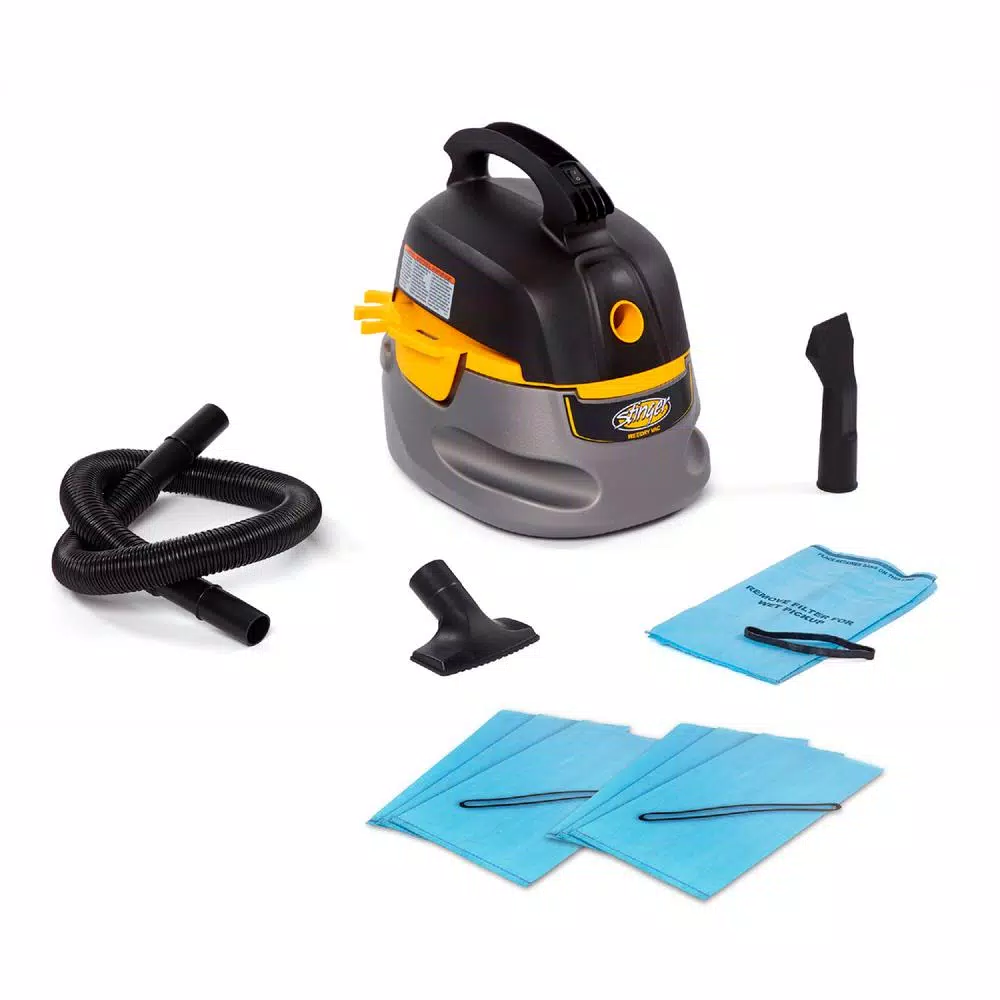 Stinger 2.5 Gal. 1.75 Peak HP Compact Wet/Dry Shop Vacuum with Hose and 6 Filter Bags