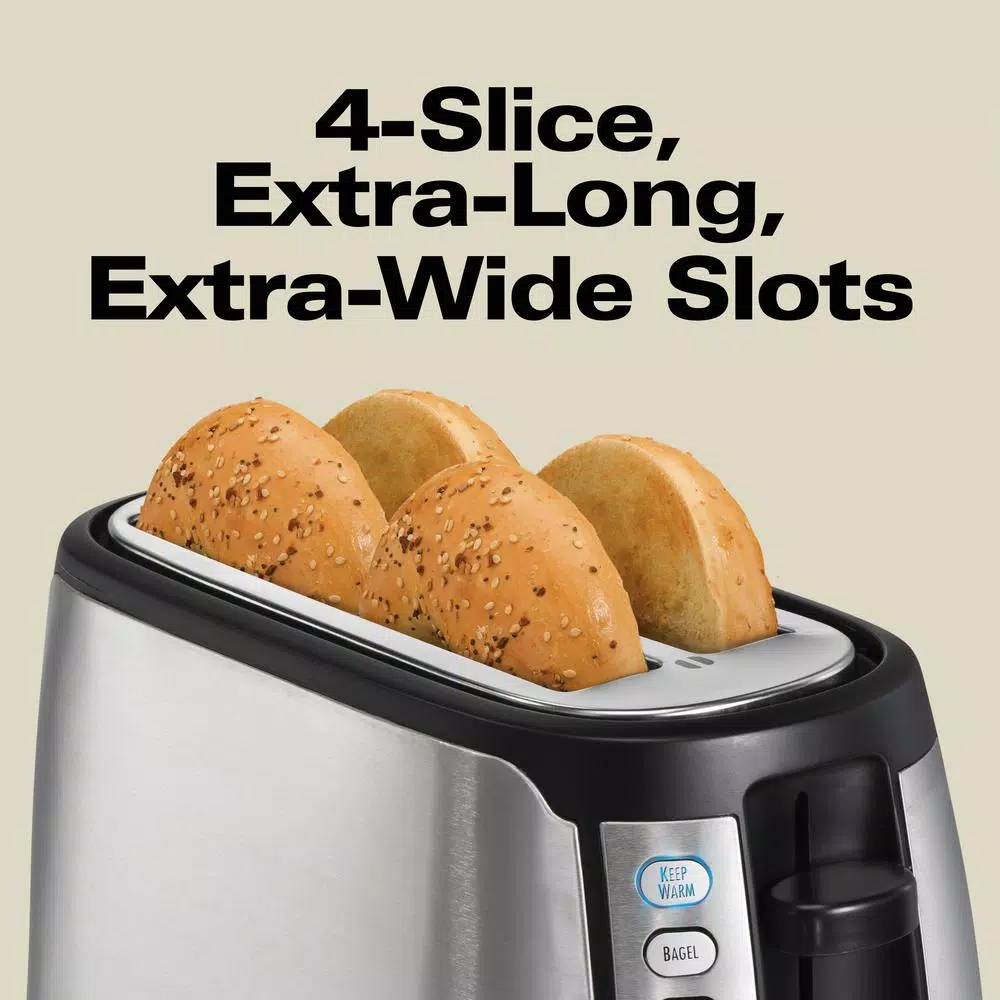 Hamilton Beach 4-Slice Long Slot Toaster with Keep Warm Setting, Black