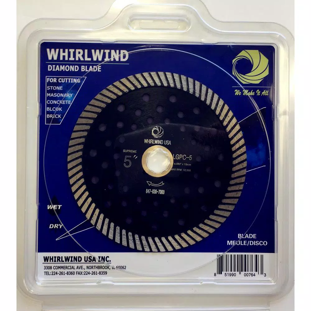 Whirlwind USA 5 in. Turbo Continuous Rim Diamond Blade for Granite and Stone