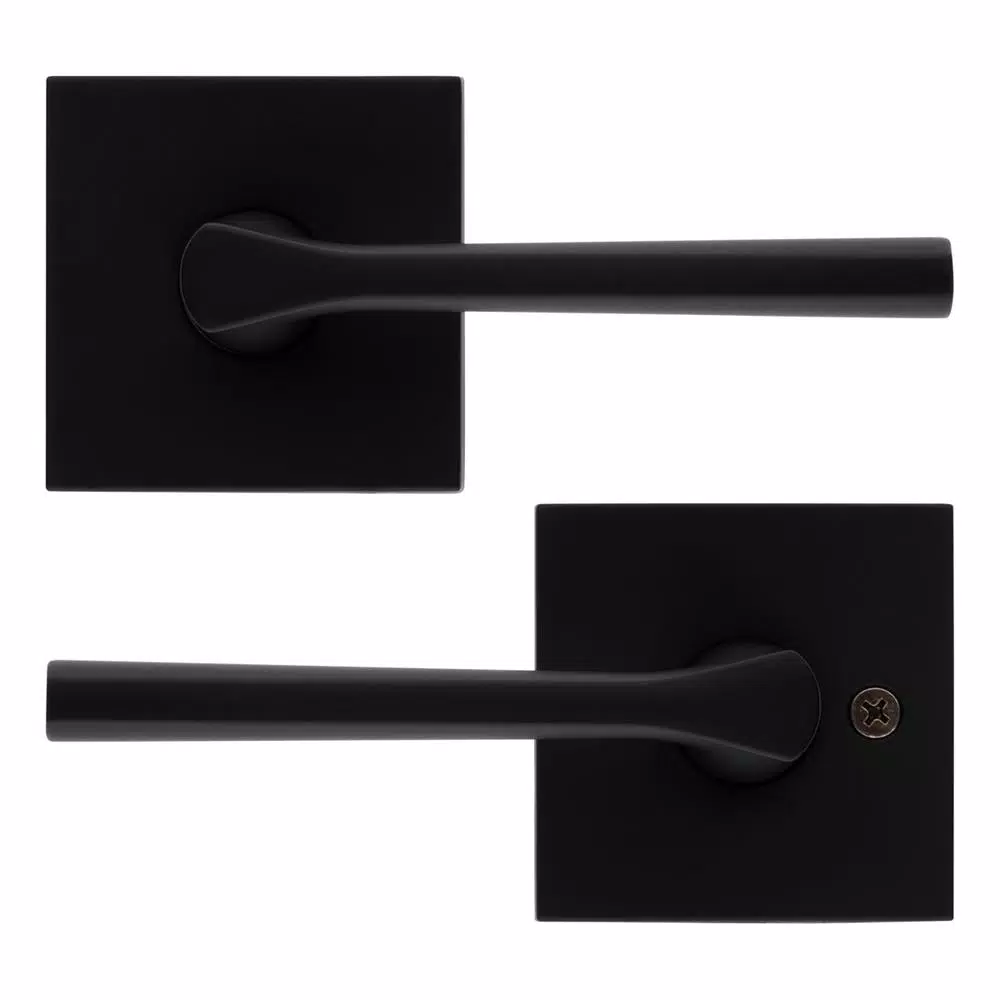 Kwikset Lisbon Square Matte Black Interior Passage Door Lever