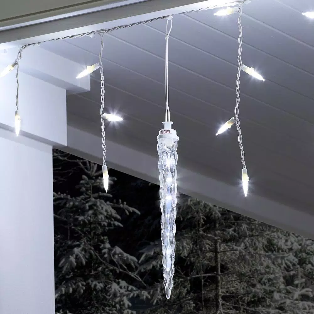 LightShow 75-Light White Shooting Star Icicle LED String Light with Cascading Lights