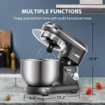 VIVOHOME 650W 6-Qt. Tilt-Head Kitchen Stand Mixer with Stainless Steel Bowl and 6 Speeds, Gray thumbnail 4