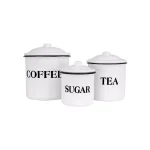 3R Studios 3-Piece White Metal Kitchen Canister Set with Coffee, Tea, and Sugar Labels thumbnail 3
