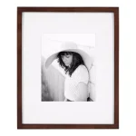 DesignOvation Gallery 13 x 16 in. Walnut Brown Wood Picture Frame with White Mat for 8 x 10 in. Photos thumbnail 1