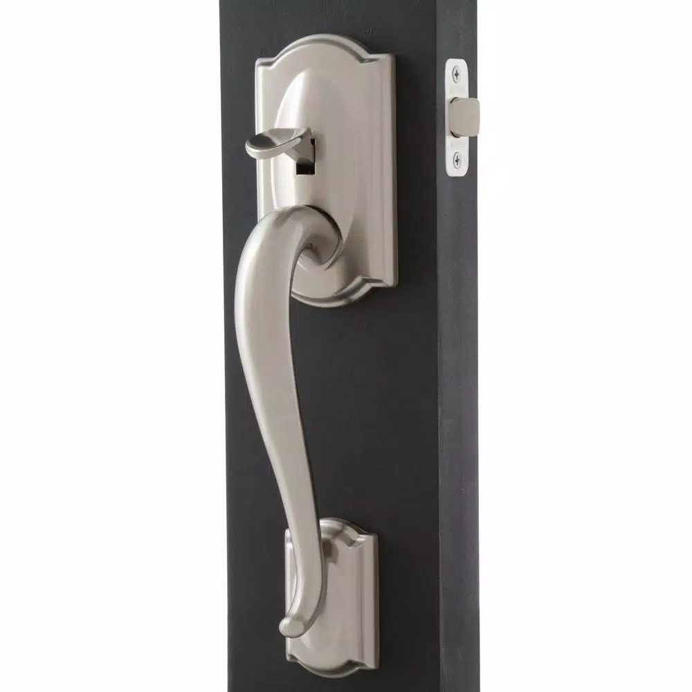 Schlage Camelot Satin Nickel Entry Door Lever, Left-Handed Flair Design